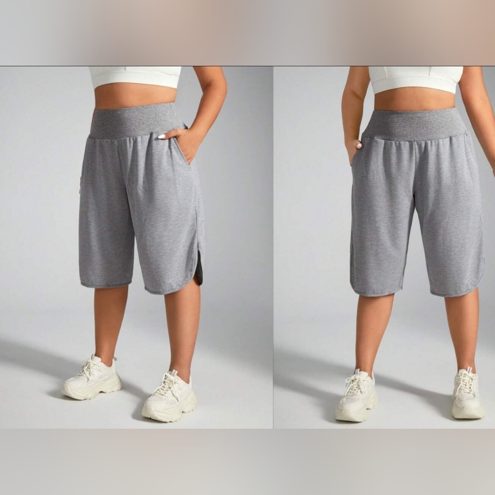 Knee Length Comfy Stretch Shorts Elastic Waist Athletic 2x